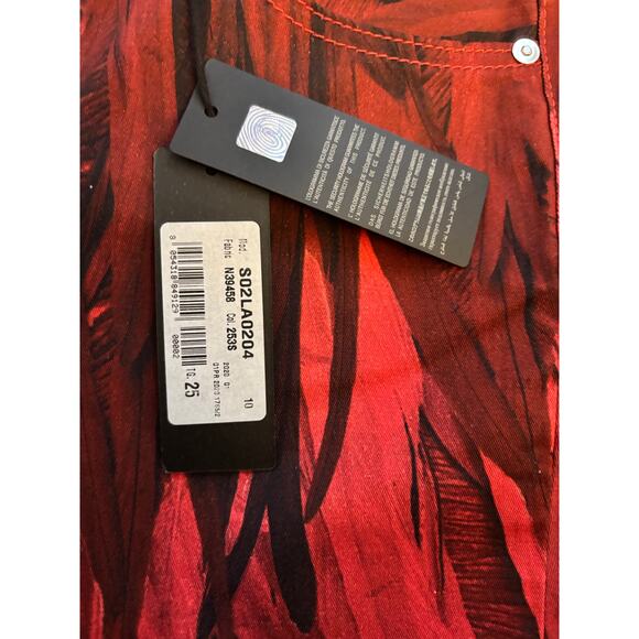 NWT Just Cavalli Feather Leopard Print Skinny Jeans Red Purple Y2K Size S 25.5 - Picture 3 of 13